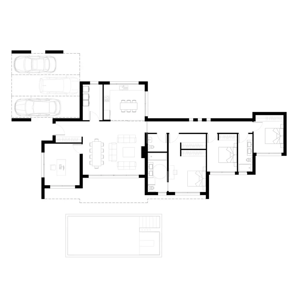 Floor plan of the first floor of Villa G04 in Collado Villalba.