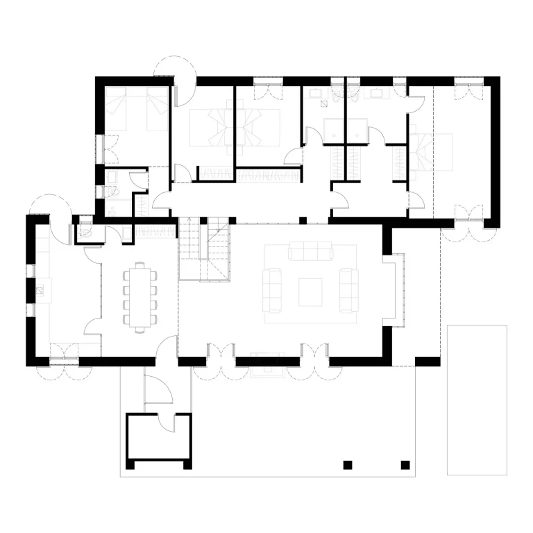 plano arquitectonico distribucion una planta villa t01