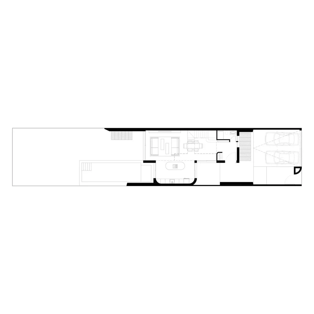 2D architectural floor plan showing the ground floor, garage and pool of Villa CH61.