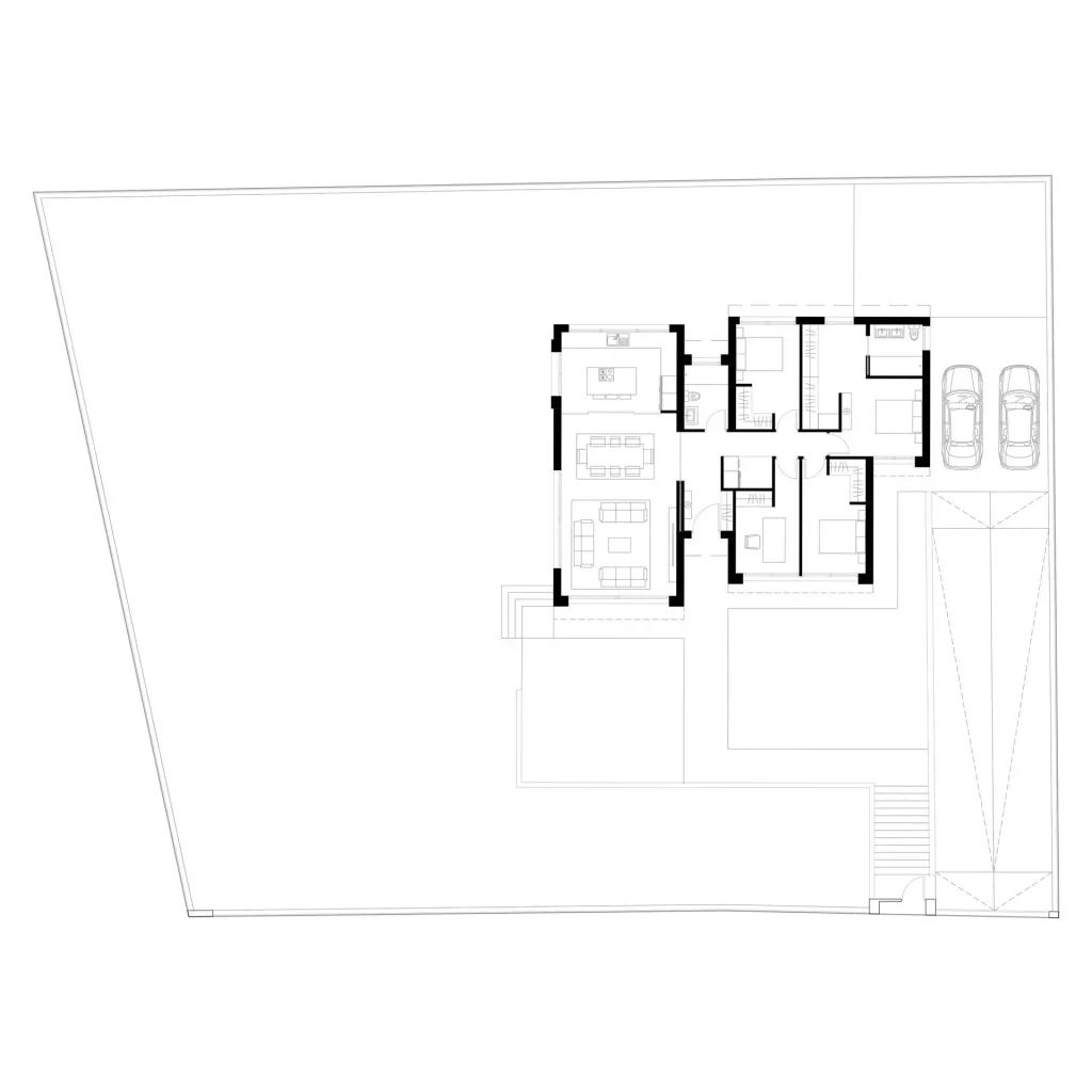 Architectural floor plan of the single storey of Villa R59 in Alcalá de Henares.
