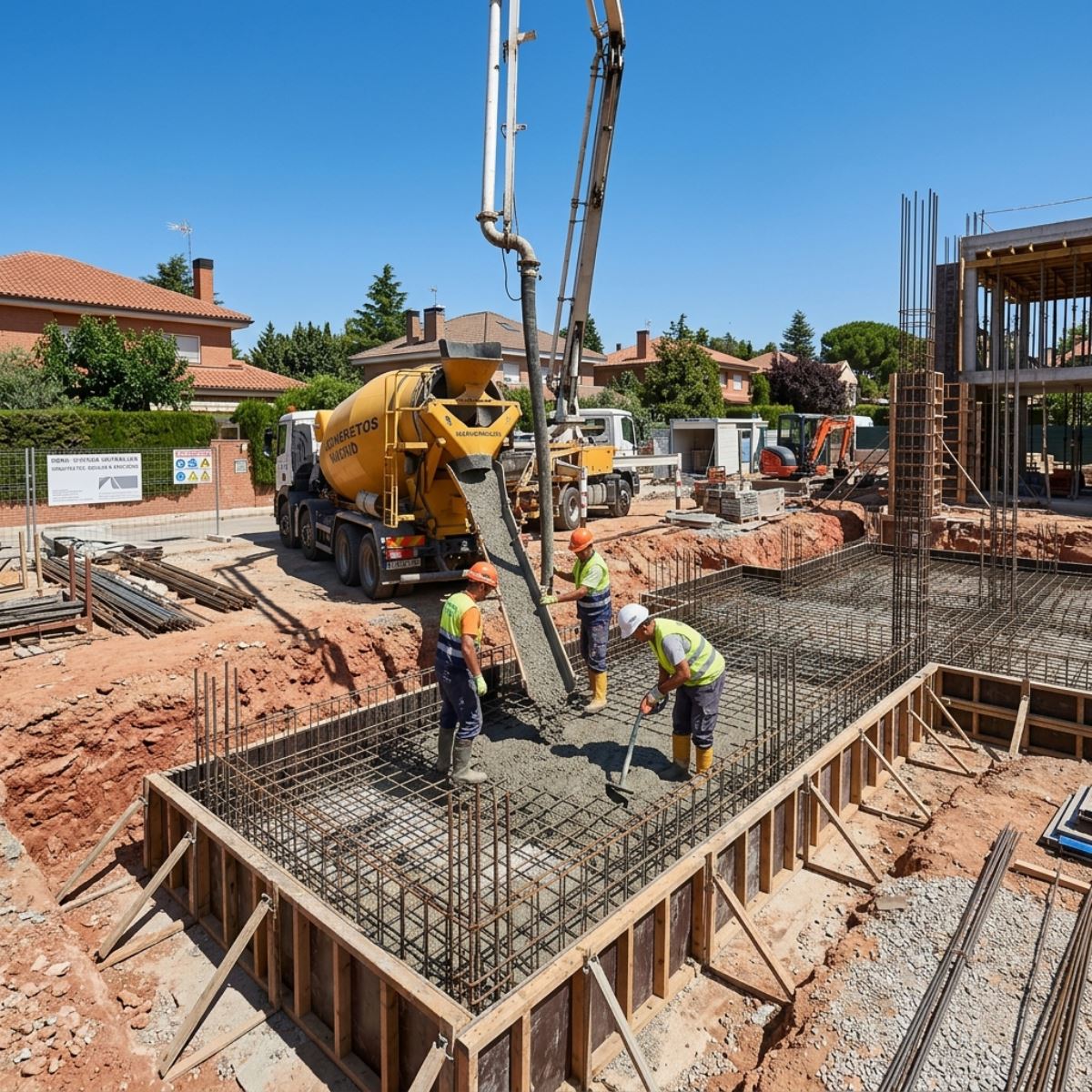 Cimentación de vivienda unifamiliar en construcción en Madrid