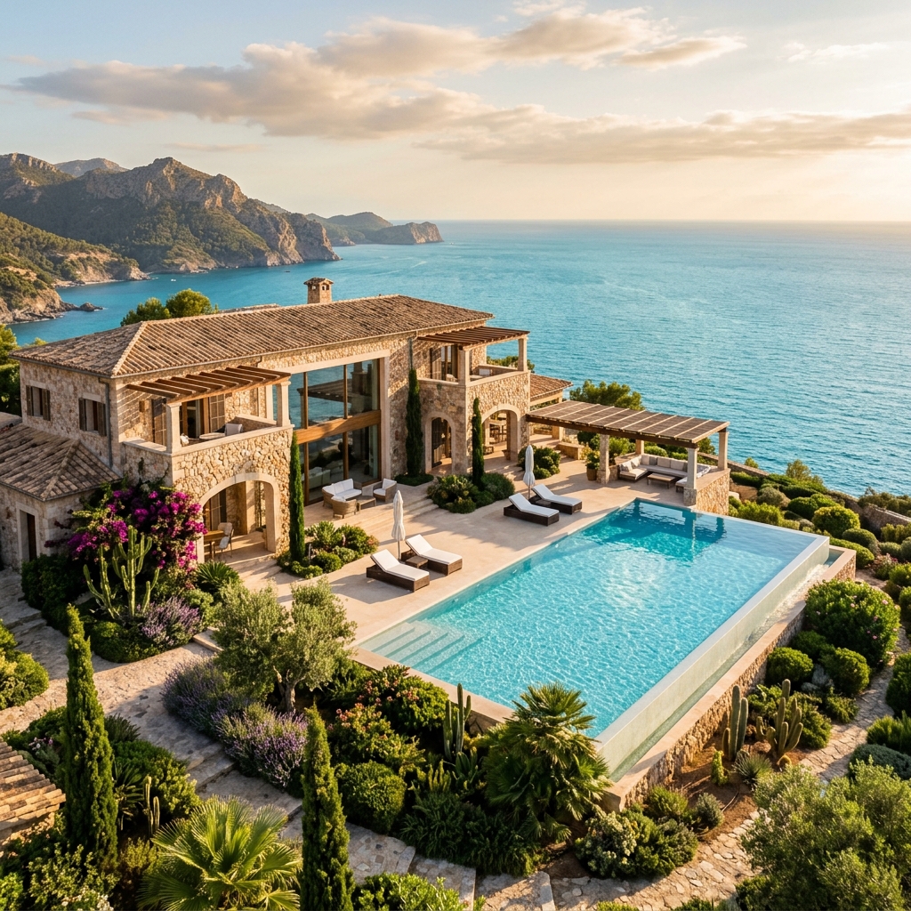 Casa de lujo con piscina y jardin en Mallorca con vistas panoramicas al mar