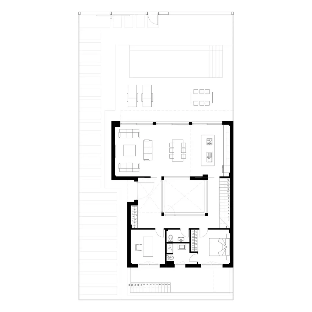 Interior floor plan of the single-storey Villa CG9 in Boadilla del Monte.